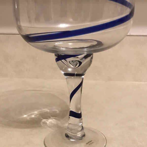 Pier 1 Cobalt Blue Swirl and Confetti Stripe Margarita Glasses (8) - Picture 4 of 6